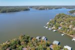 DRONE VIEW OF THE LAKE DOCK WITH RED CHECKMARK